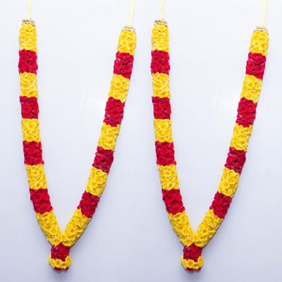 "Big size Petal yellow n red Rose Garlands ( 2 Garlands) - Click here to View more details about this Product